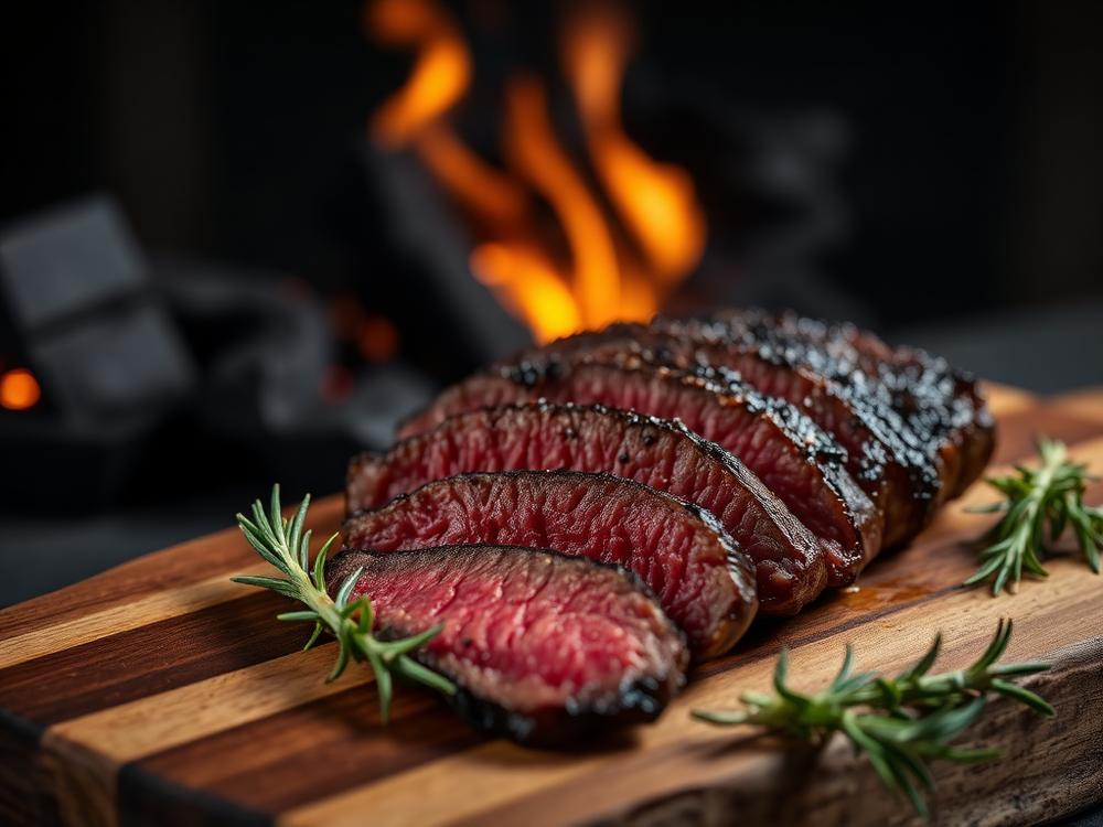 Corte de res a la parrilla con arroz y papas fritas en Parrillín